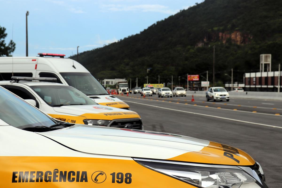 Policia Militar Rodoviária de Ibicaré atende acidente de trânsito na SC-150, próximo à ponte da Cascata, entre Joaçaba e Lacerdópolis